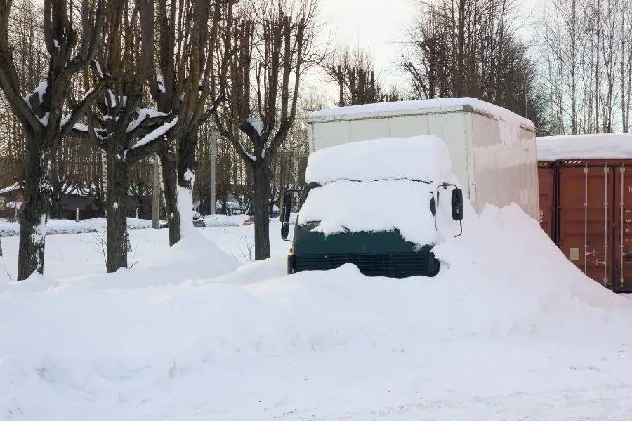 truck yard snow in London by Greenland Irrigation