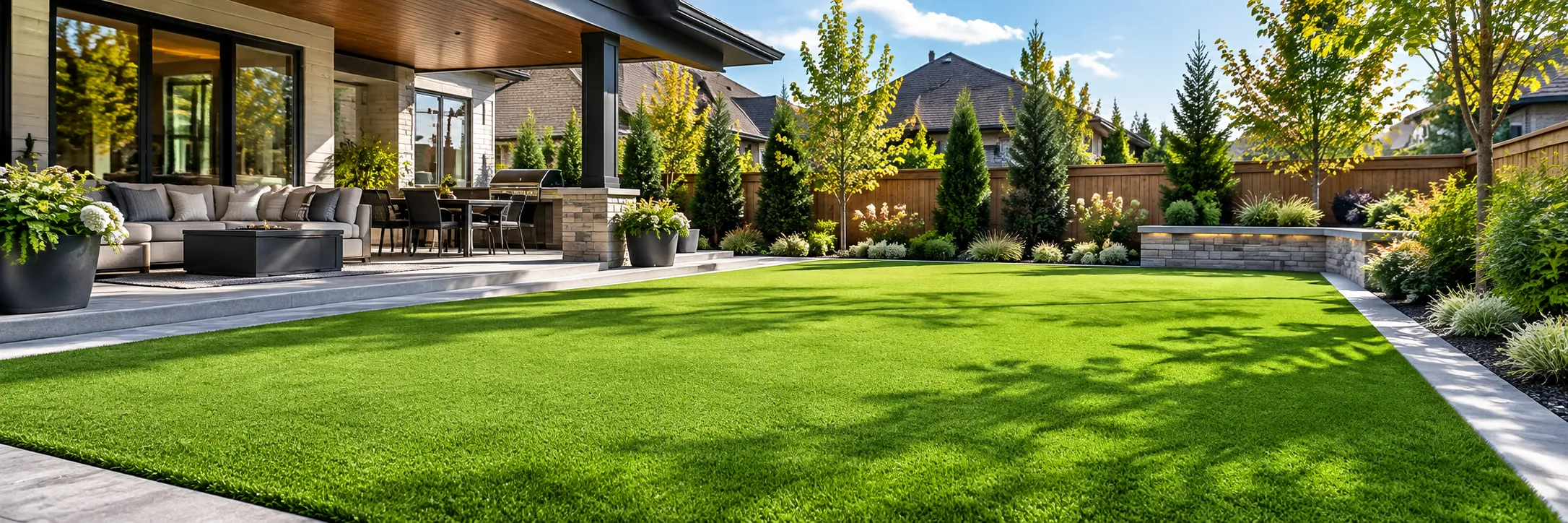 Modern Backyard with Lush Artificial Turf